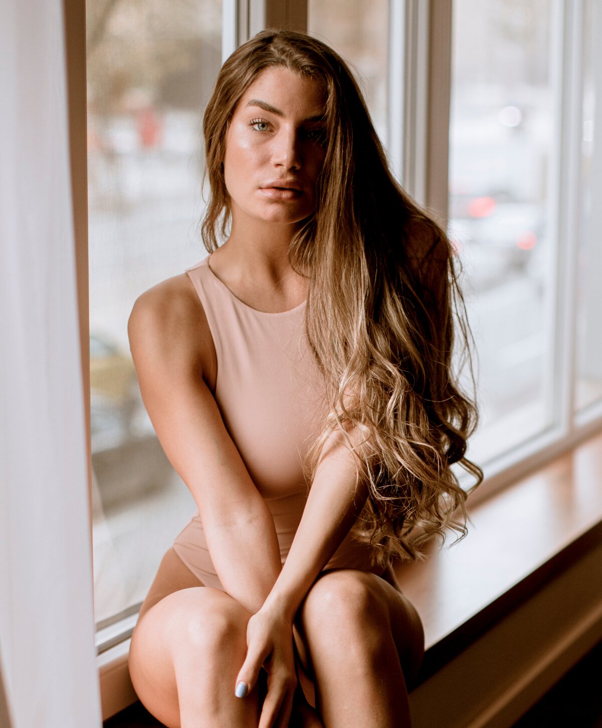 Atlanta chemical peel model with pink dress
